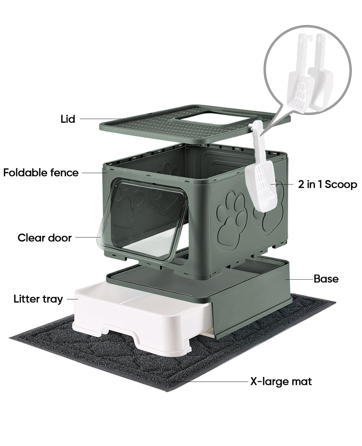X-Large Cat Litter Box with Litter Mat and Scoop C3943
