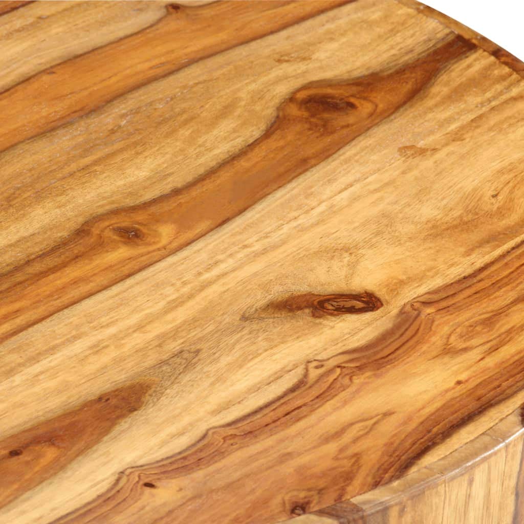 Solid Sheesham Wood Round Coffee Table with Storage Shelf V70455
