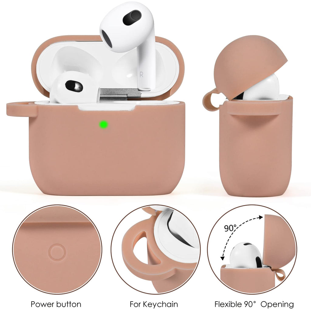 Pink Silicone Earbuds Case with Keychain H294
