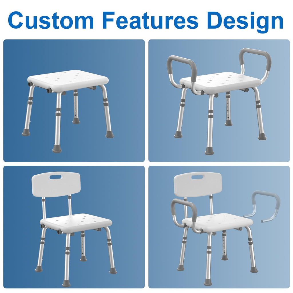 Heavy Duty Height Adjustable Shower Chair with Arms and Back L953
