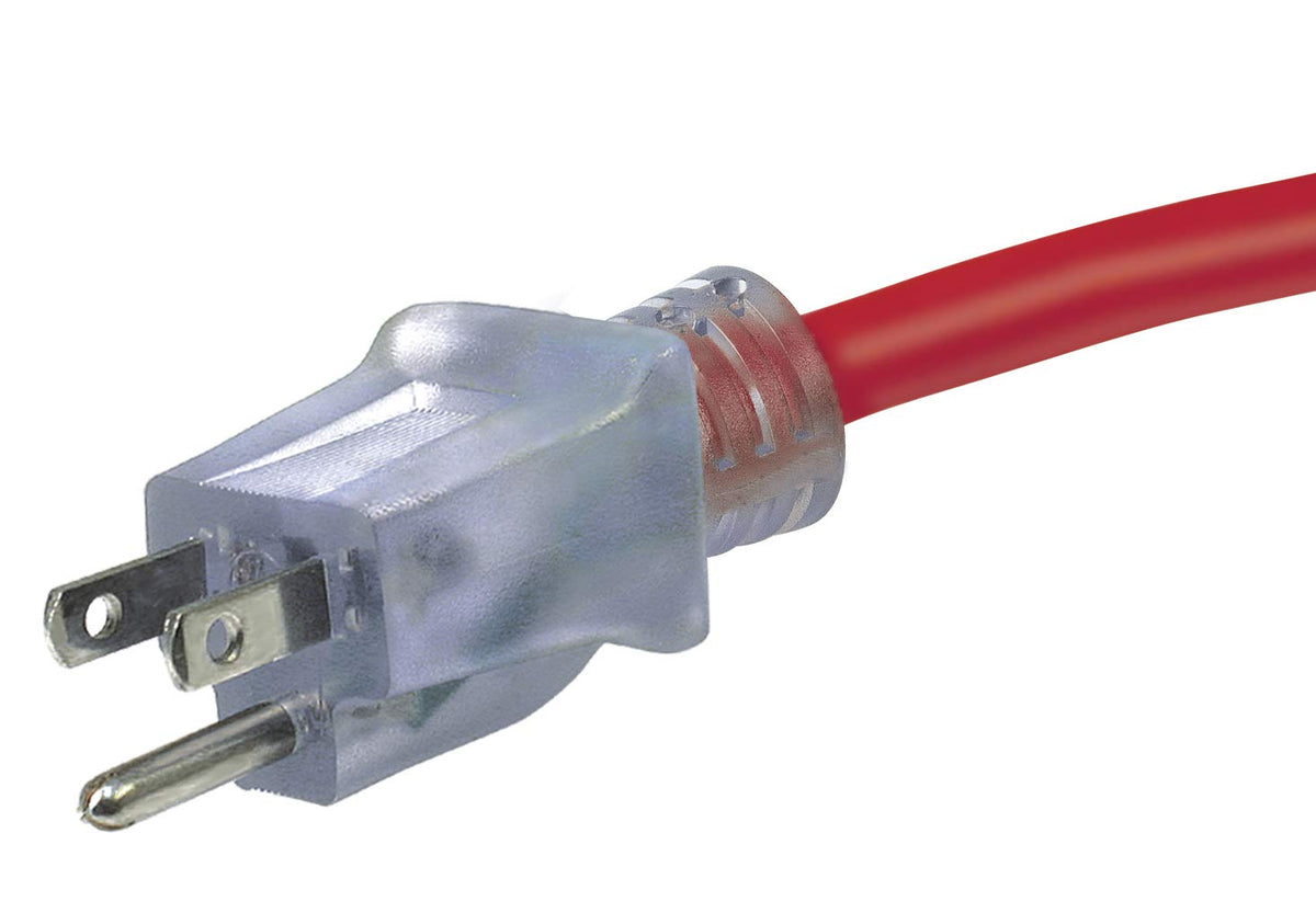 100-Foot 12/3 SJTW Outdoor Extension Cord with Light Indicator, Neon Red Y490536