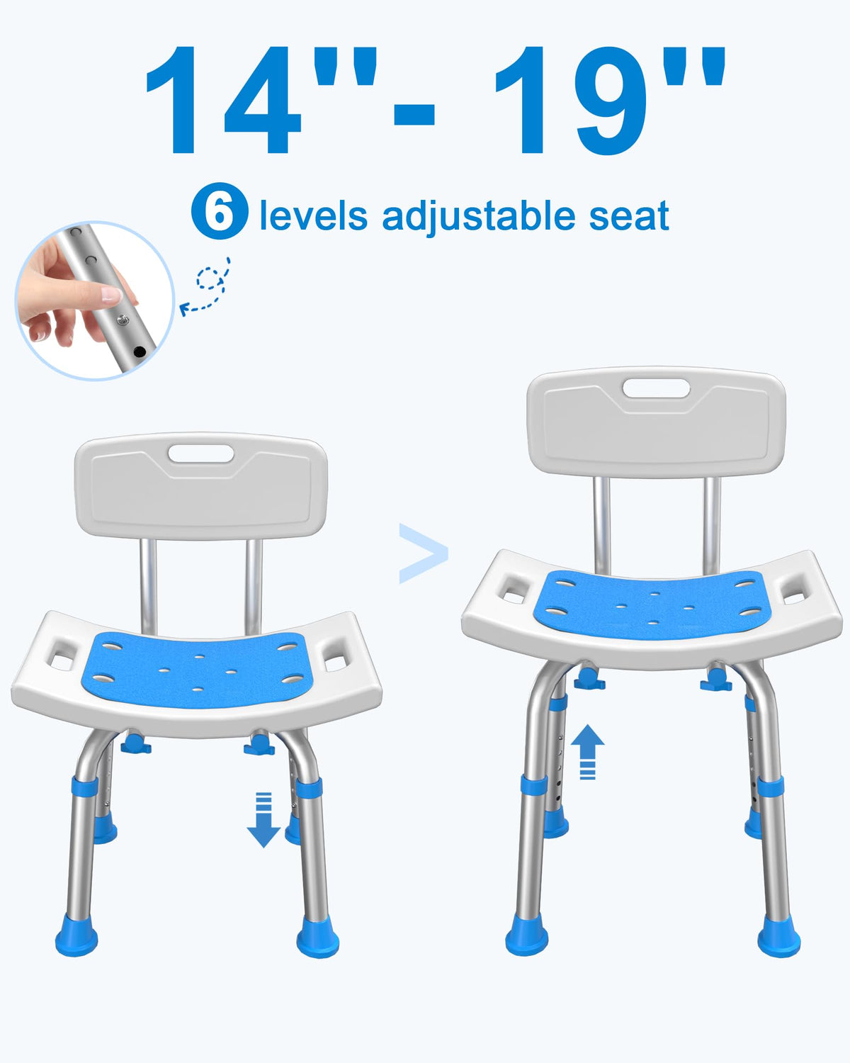Heavy Duty Height Adjustable Shower Chair with Arms and Back L953