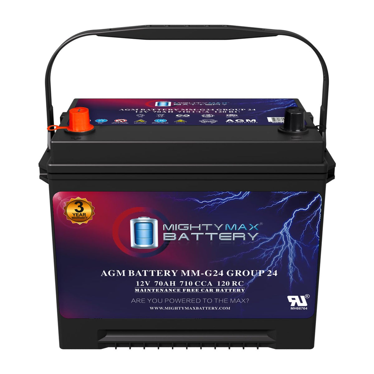 12V 70Ah 710 CCA Group Size 24 Replacement Battery U372