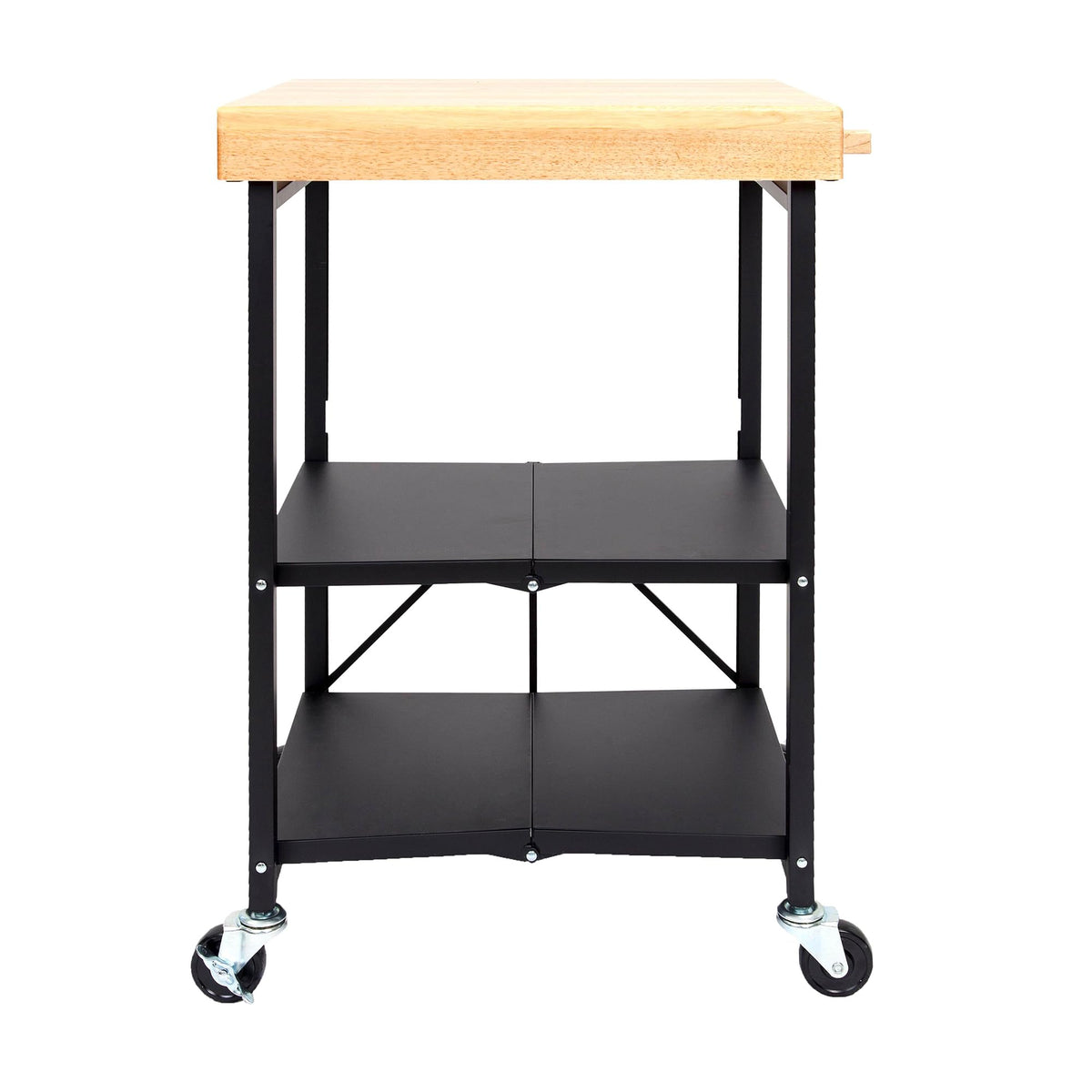 Black 3-Tier Folding Kitchen Cart with Wheels T813
