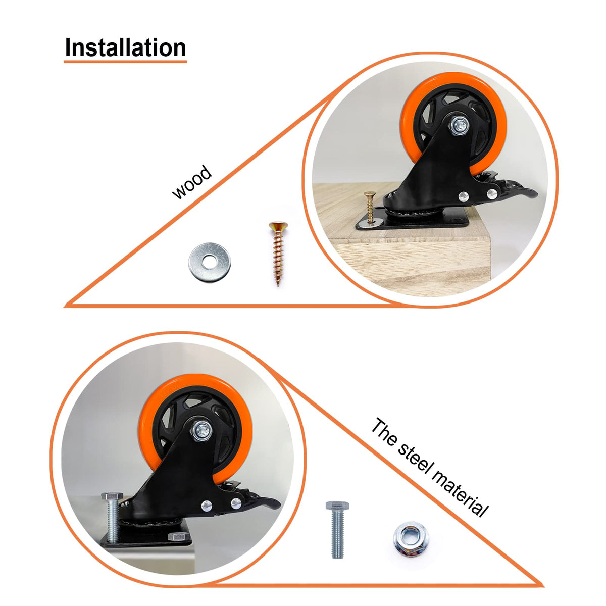 4" Heavy Duty Caster Wheels Set of 4 B4681