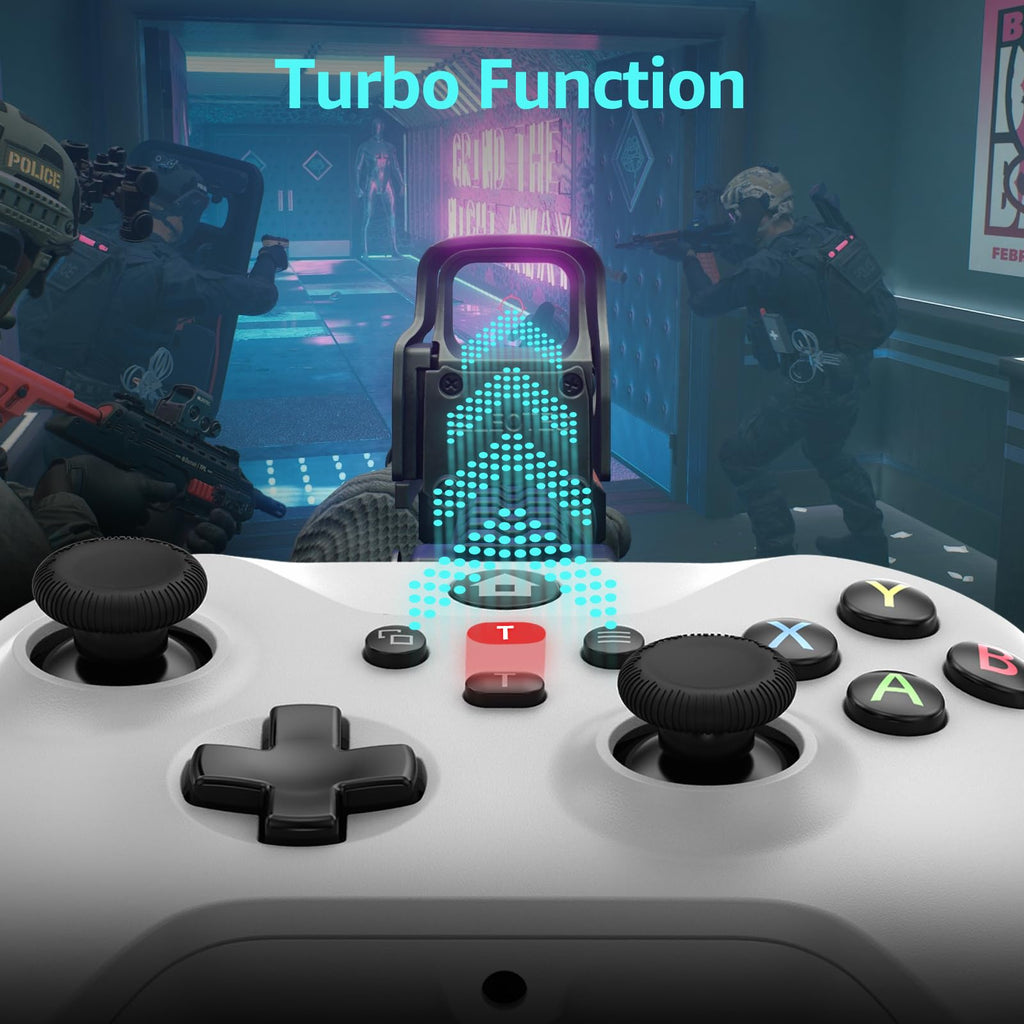 Wired Gamepad with Hall Effect Joysticks Turbo Dual Vibration 3.5mm Headphone Jack White 7.2ft Y12021