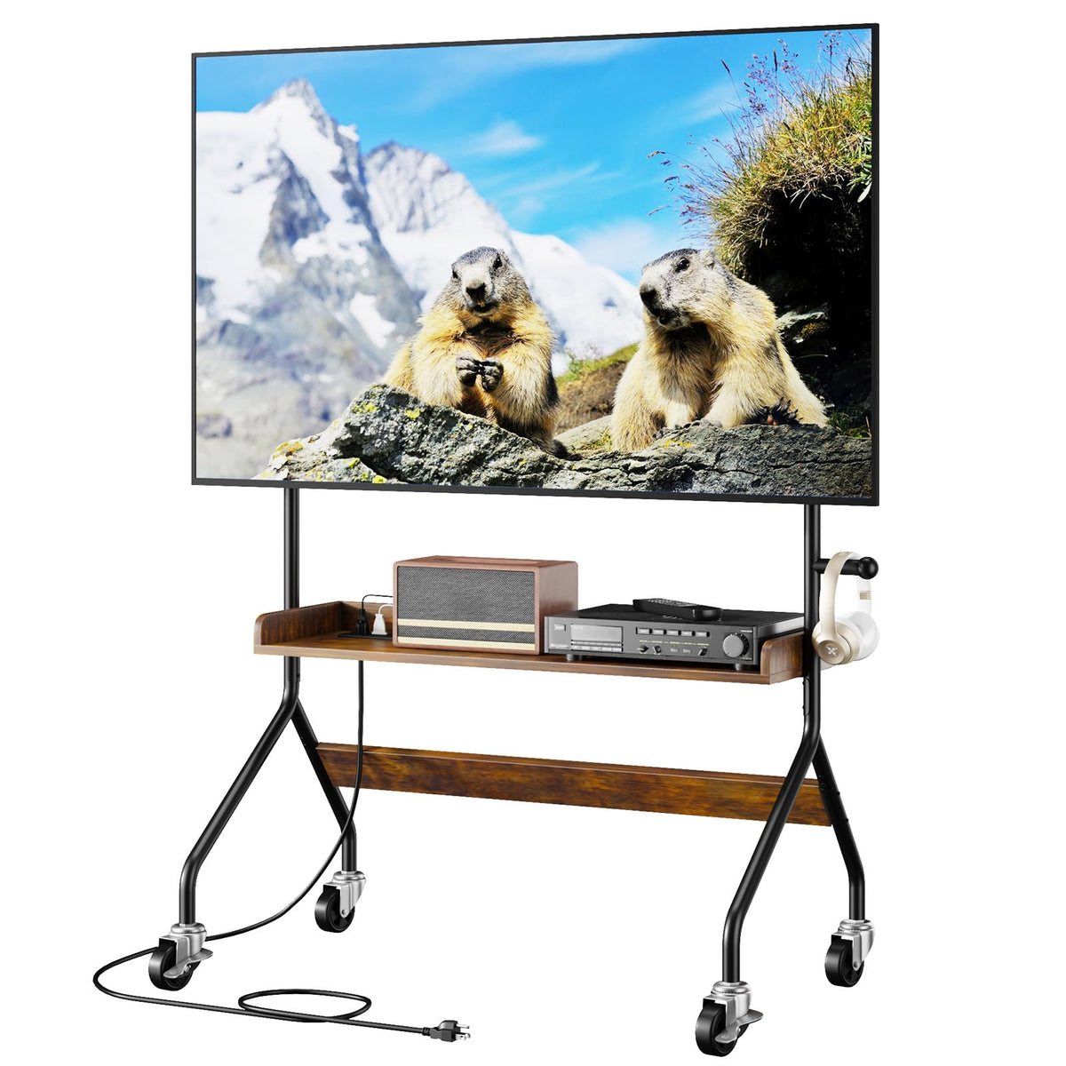 Rolling TV Stand with Power Outlet for 32-75 Inch TV J87781