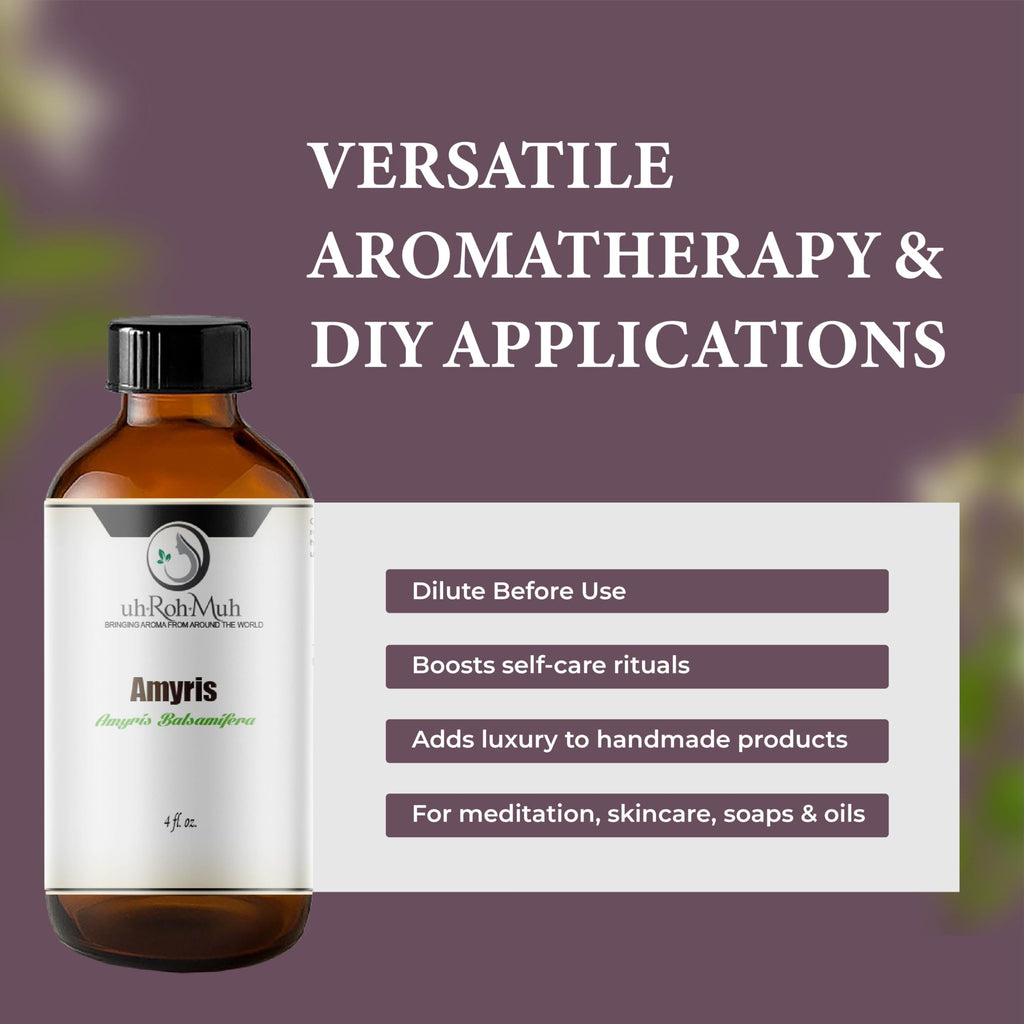 100% Natural Steam-Distilled Amyris Balsamifera Essential Oil 4 fl oz F7375