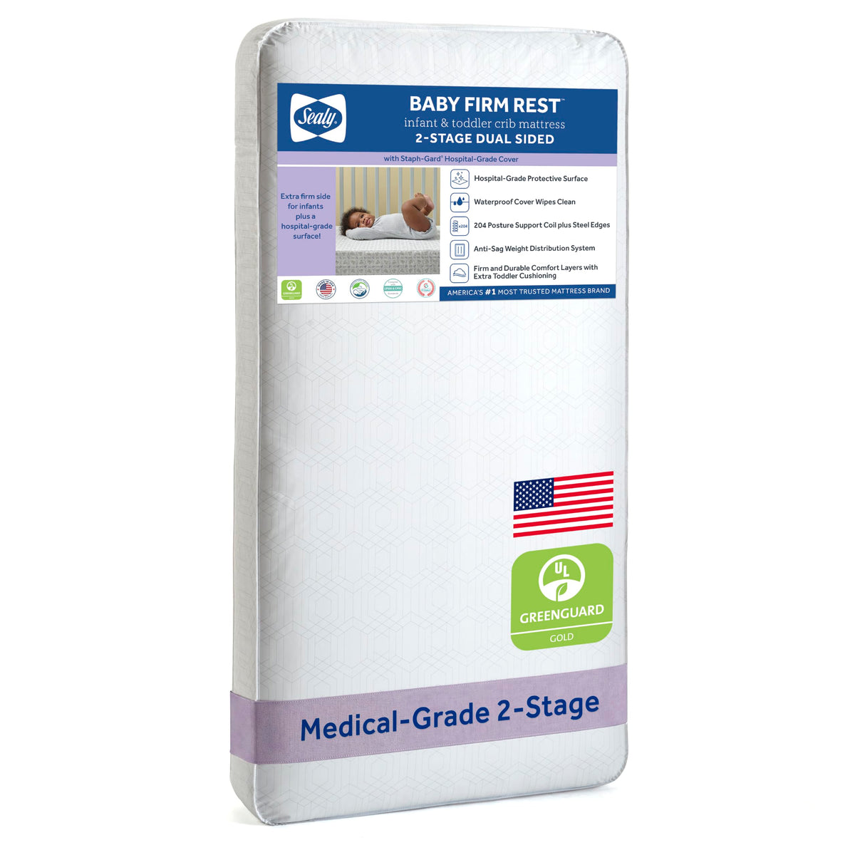 Infant & Toddler Crib Mattress, 204 Coils, Waterproof Breathable U500061