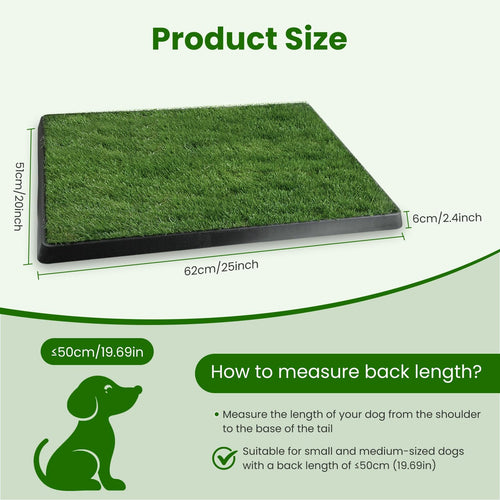 25 x 20 Inches Artificial Turf Dog Potty Grass Pad with Tray T56618
