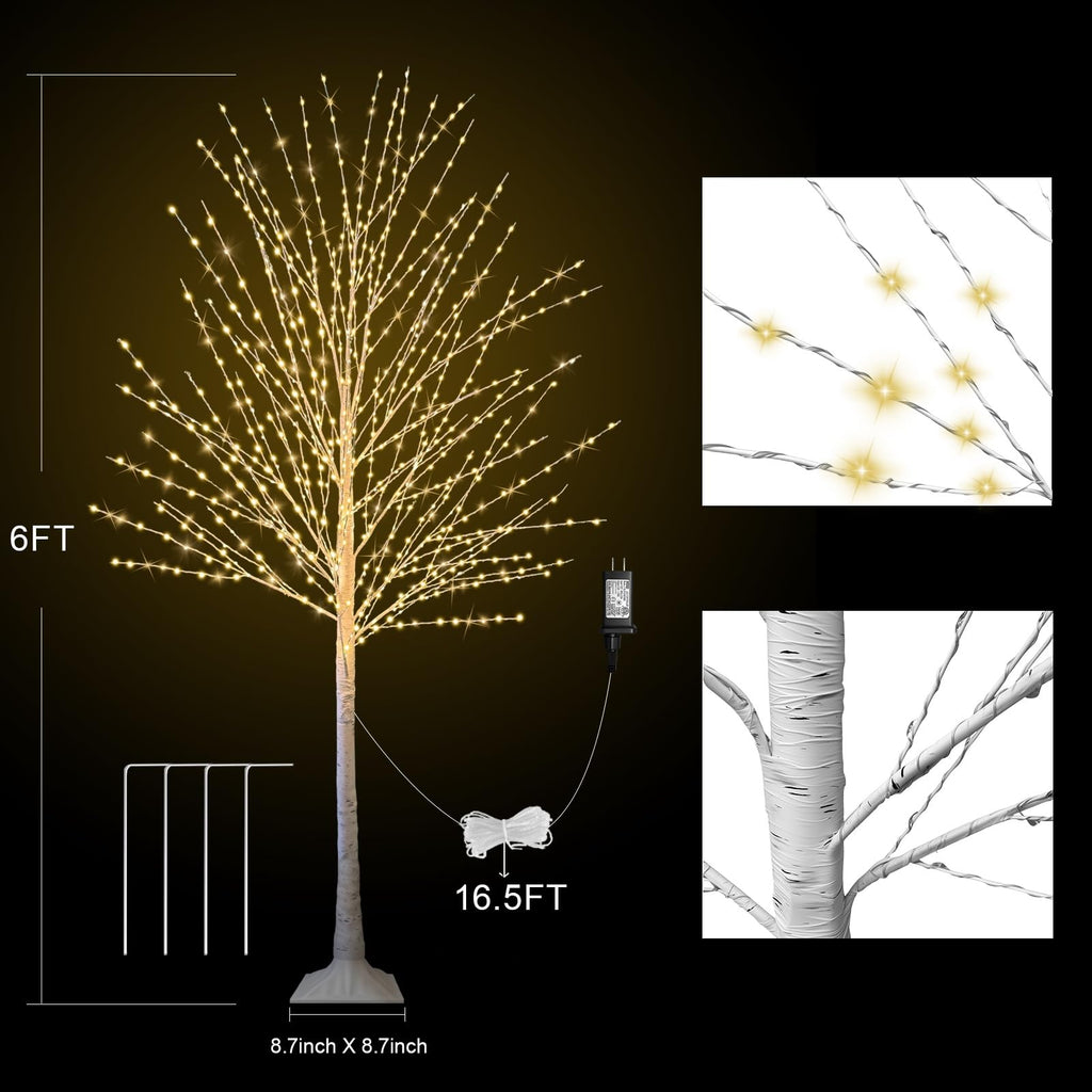 6FT Lighted Birch Tree with 880 LED Lights O670698