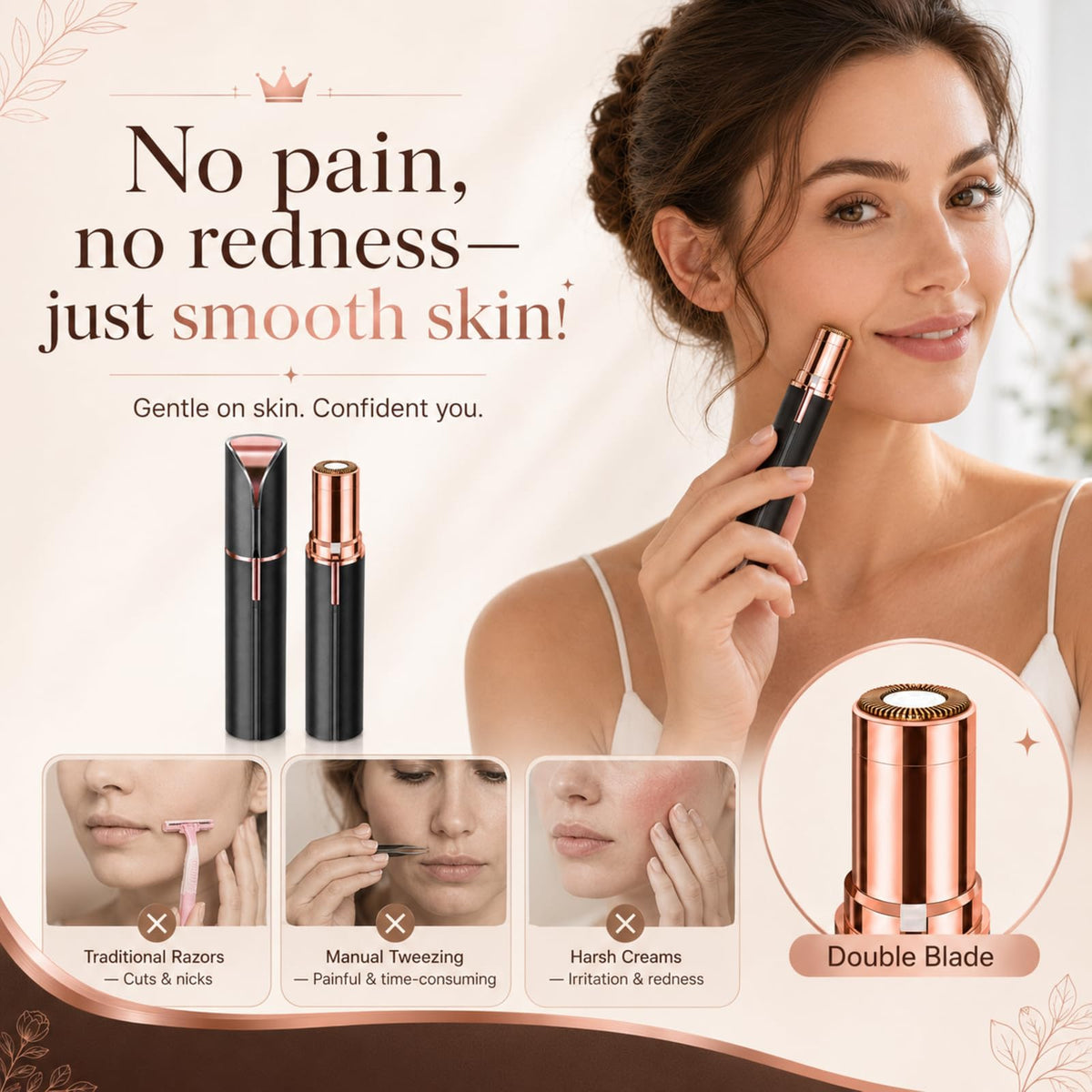 Facial Hair Removal with 2 Replacement Heads T405200