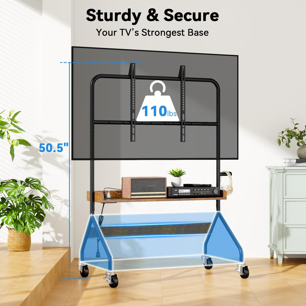 Rolling TV Stand with Power Outlet for 32-75 Inch TV J87781