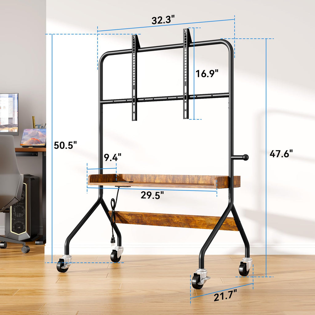 Rolling TV Stand with Power Outlet for 32-75 Inch TV J87781