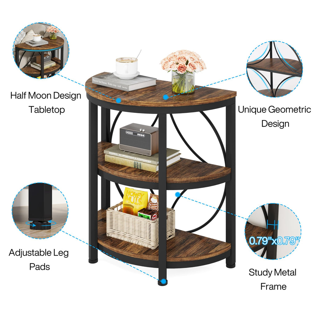 Half Round 3-Tier Metal End Table L174