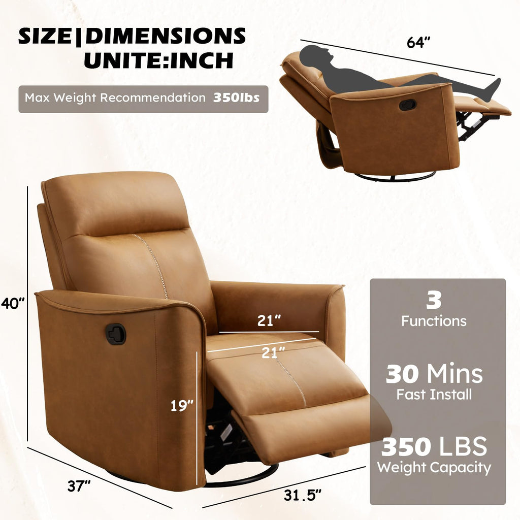Manual Swivel Rocker Recliner Faux Leather X96979