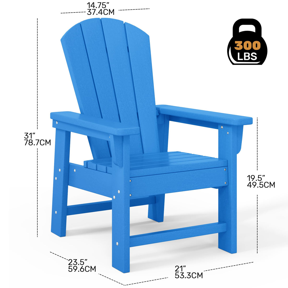 Kids Adirondack Chair Set of 4 Plastic Outdoor Pacific Blue R476936