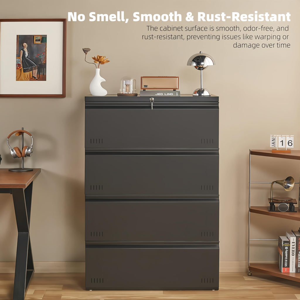 Metal File Cabinet with Lock, 4 Drawer Heavy Duty Office Storage Cabinet R893072