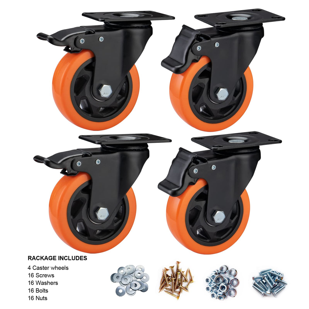 4" Heavy Duty Caster Wheels Set of 4 B4681