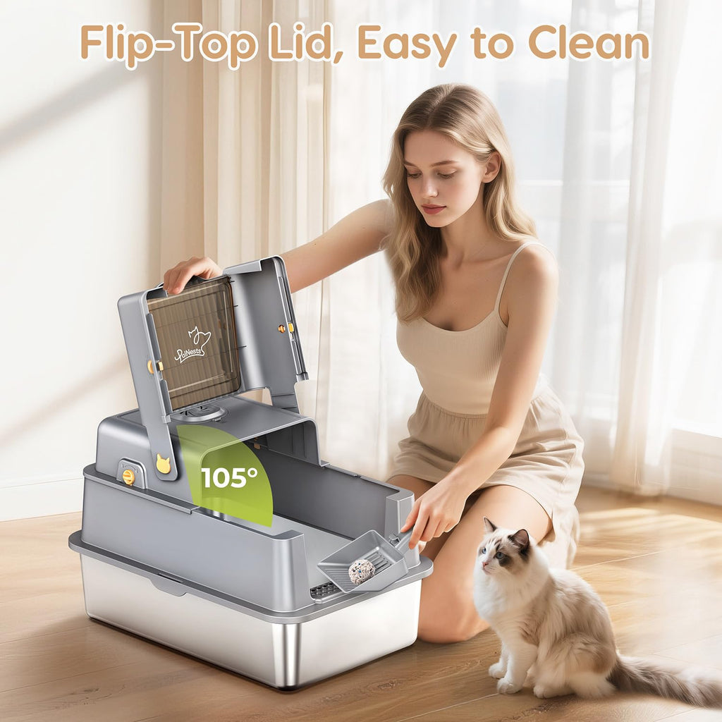 Stainless Steel Litter Box with Lid G520526