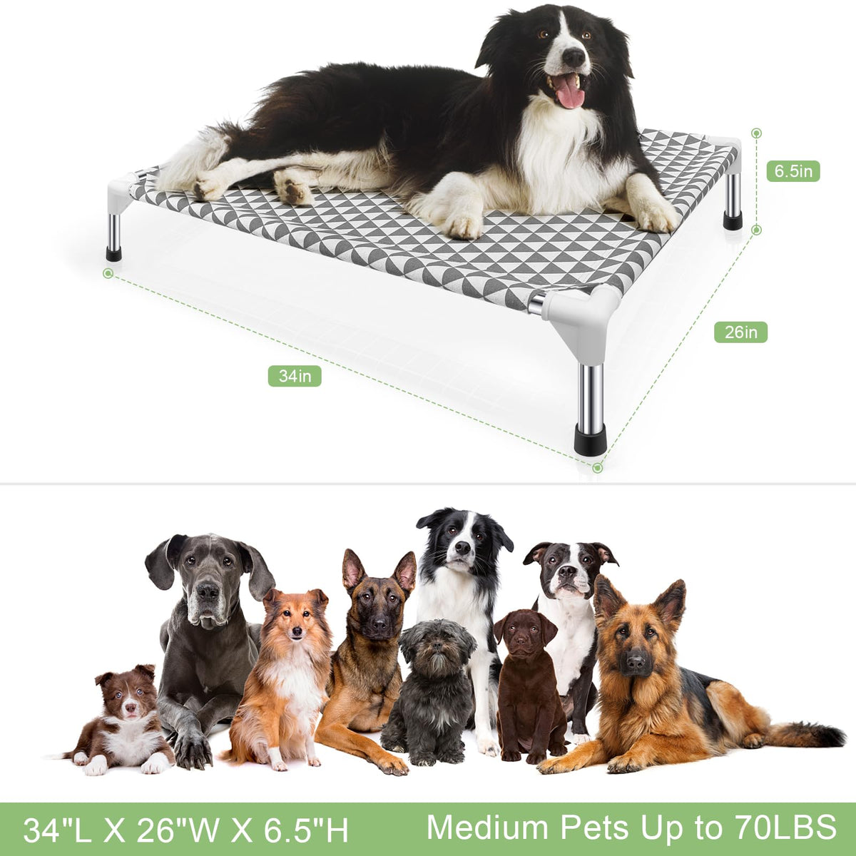 Medium Cotton Elevated Outdoor Dog Bed N7135