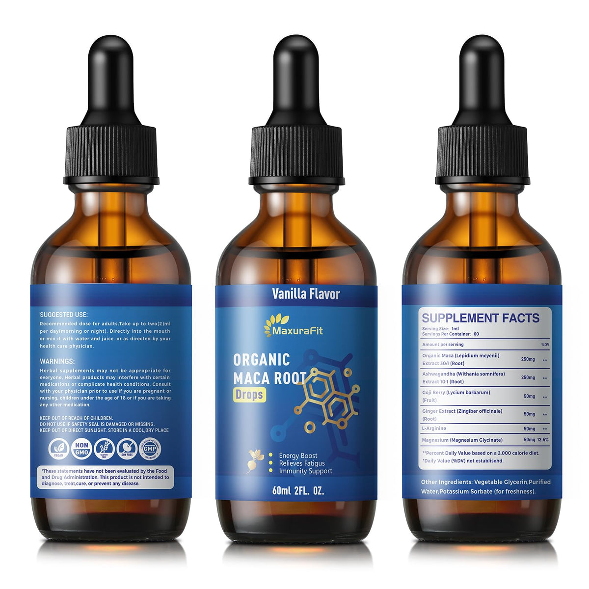 Maca Root Ashwagandha Liquid Drops 4 fl oz 2 Pack K33342