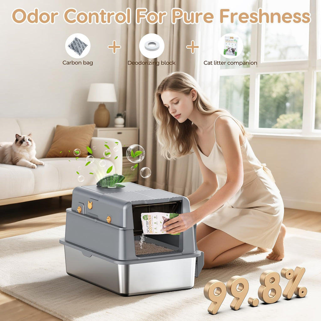 Stainless Steel Litter Box with Lid G520526