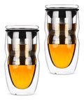 Double Wall Glass Tea Cup with Stainless Steel Infuser and Lid, 16 oz, 2 Pack T425