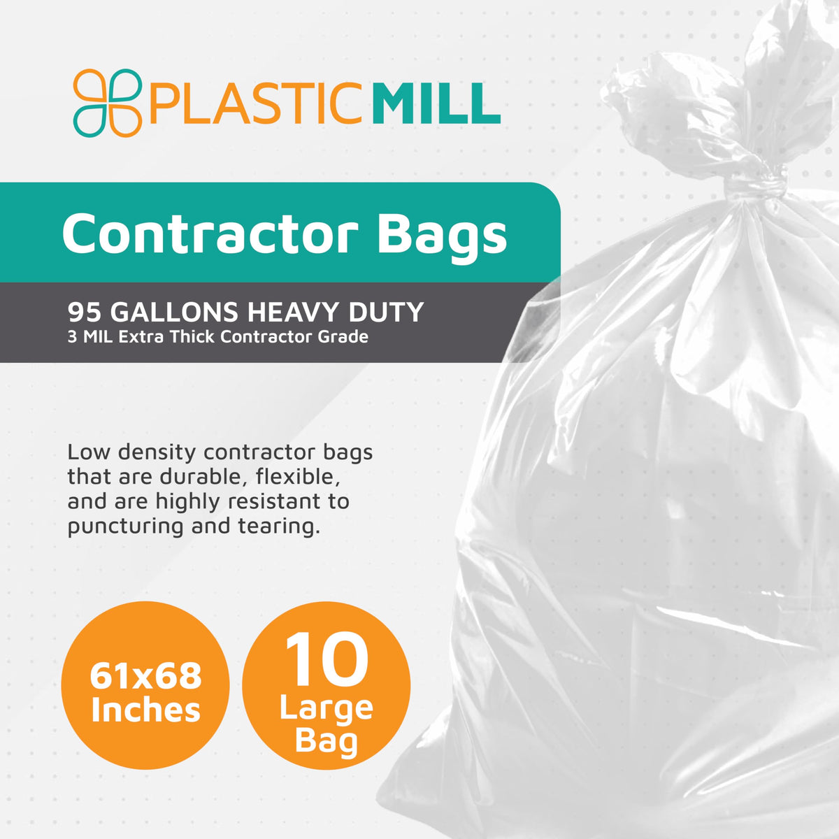 95-Gallon Clear Heavy Duty Contractor Bags Y692