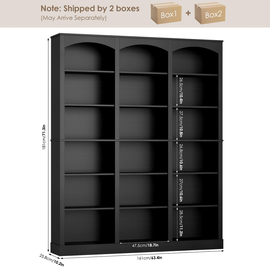 71" 6 Tier Black Bookshelf R530