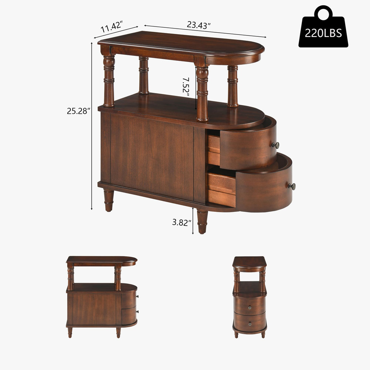 Solid Wood End Table with 2 Drawers G71205