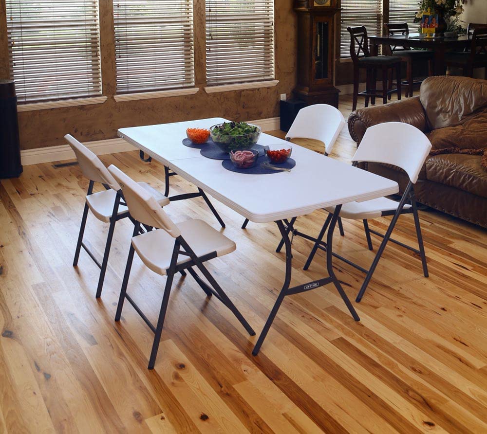 6 Feet White Granite Folding Table Y915449