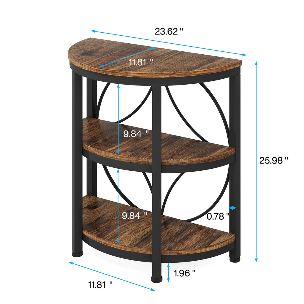 Half Round 3-Tier Metal End Table L174