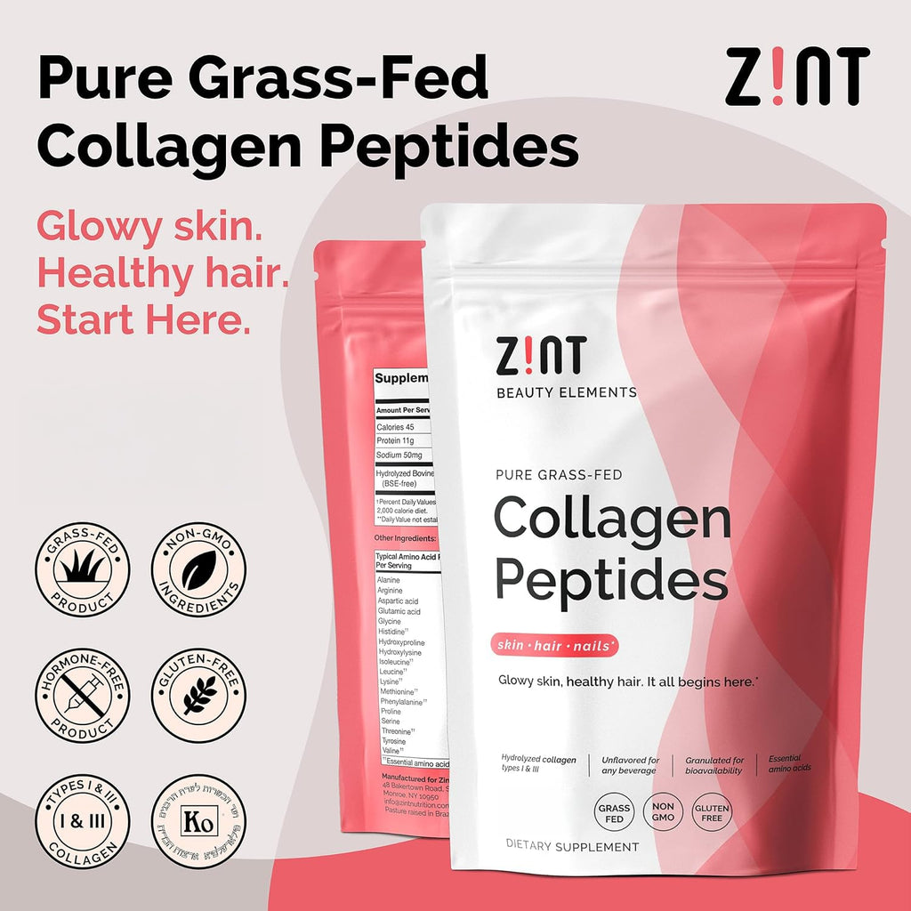 Collagen Peptides Powder 32 oz Grass-Fed Hydrolyzed Type I & III Unflavored B441