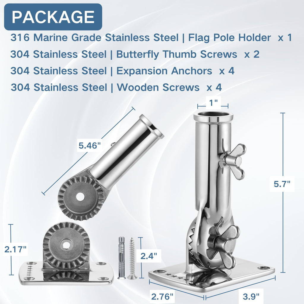 316 Stainless Steel Adjustable Flag Pole Holder Z38442