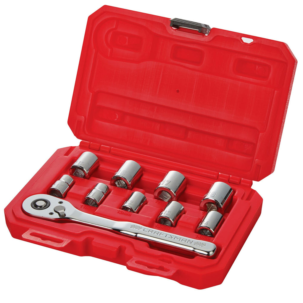 Mechanics Tool Set, Metric, 3/8 Inch Drive, 10 Piece Q545