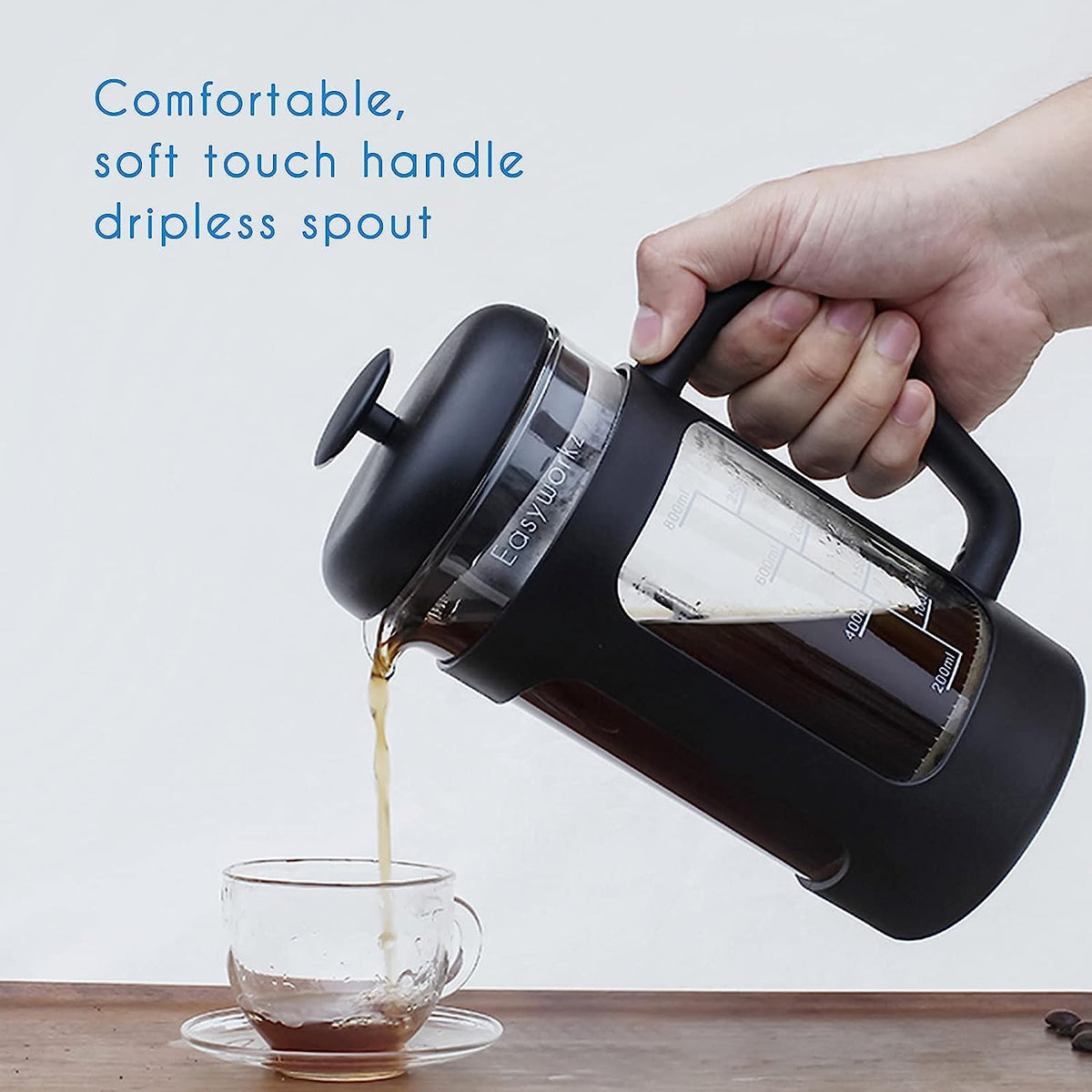 French Press 12 oz, Stainless Steel Double-Wall Espresso Cups 5 oz Set of 2 L411