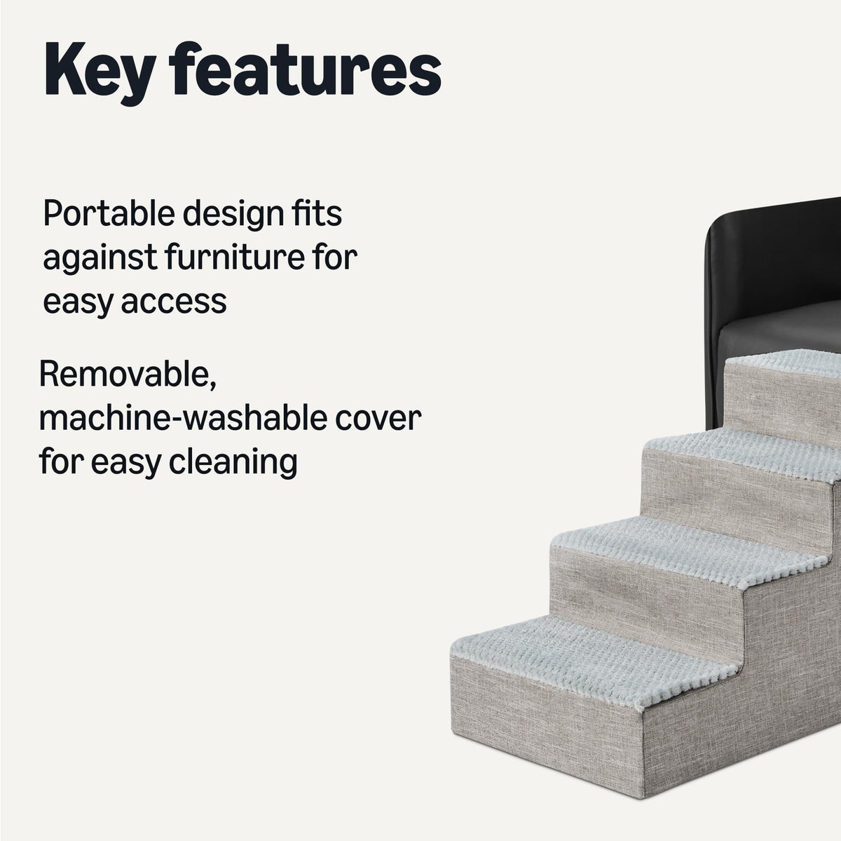 4-Step Non-Slip Grey Dog Steps H59522