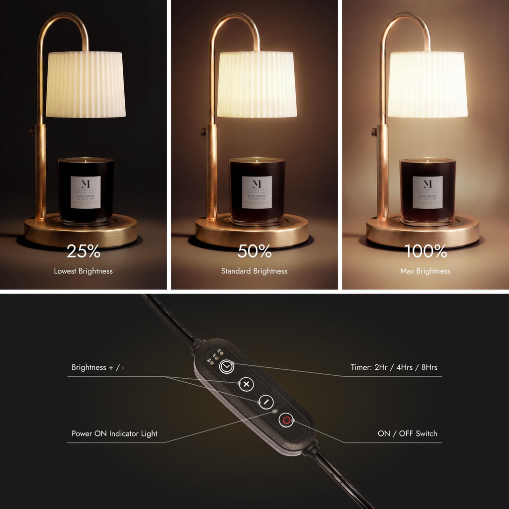 Dimmable Glass Candle Warmer Lamp with Timer O6402