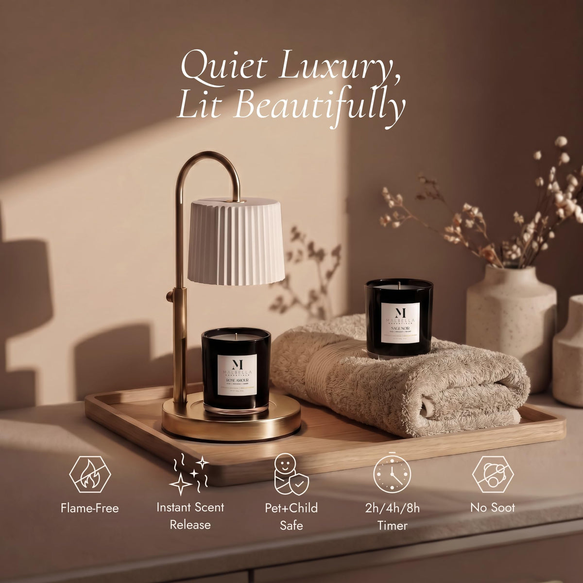 Dimmable Glass Candle Warmer Lamp with Timer O6402