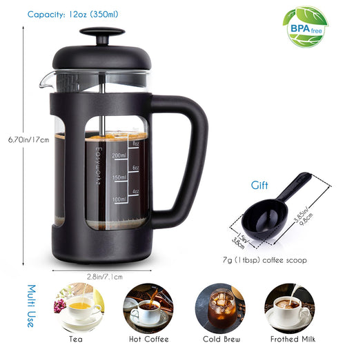 12 oz French Press Coffee Tea Maker with 10g Measuring Spoon G8693