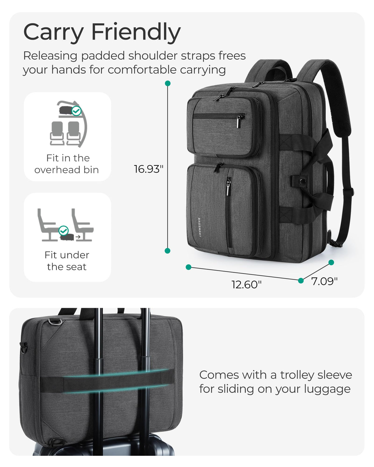 3 In 1 Laptop Bag 17.3 Inch Water-Repellent Black I59308