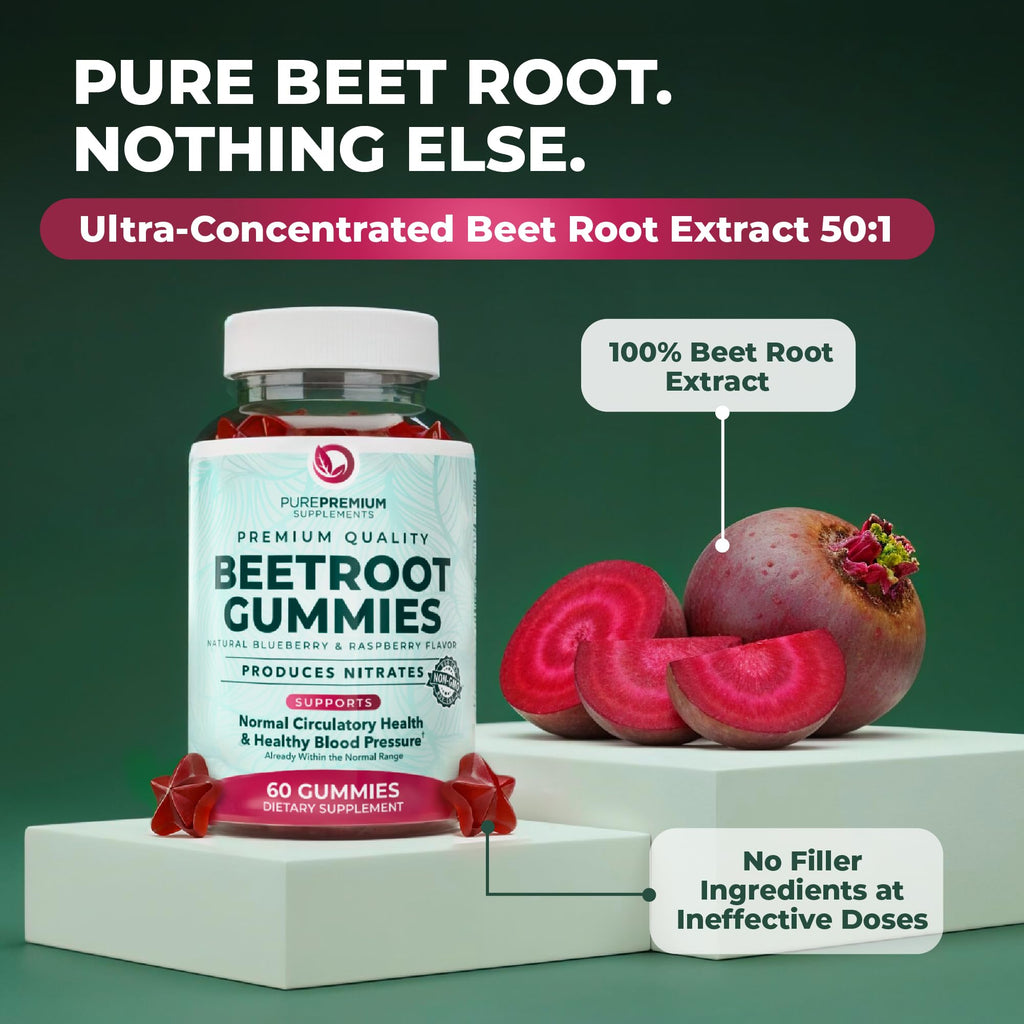 Beet Root Gummies 50:1 Extract Sugar Free Chews Vegan Z910263