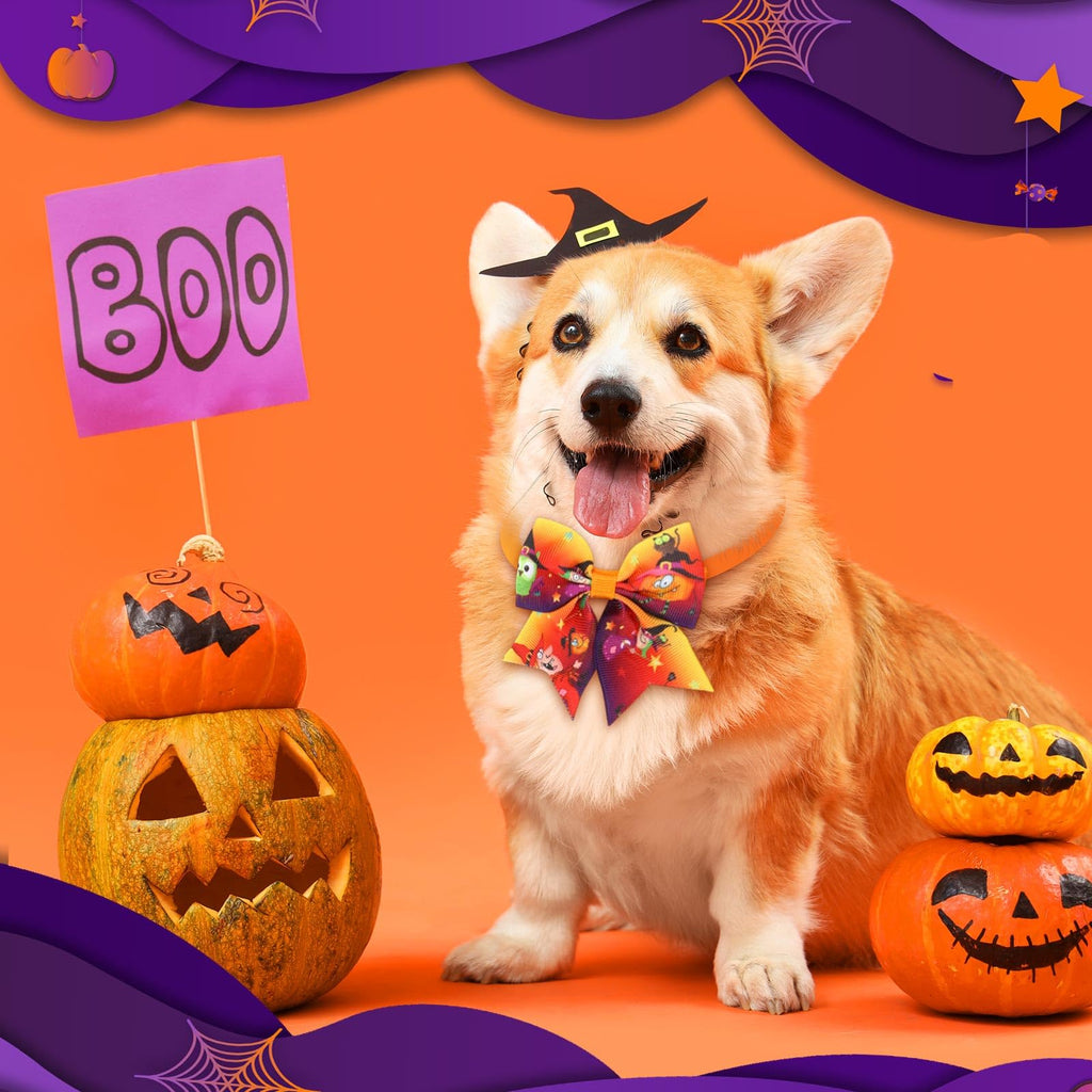 240 Pcs Halloween Dog Bows Tie Collars V2872