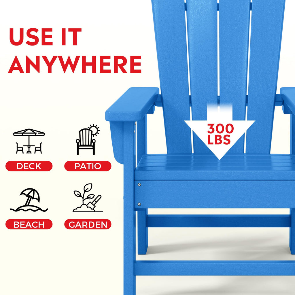 Kids Adirondack Chair Set of 4 Plastic Outdoor Pacific Blue R476936