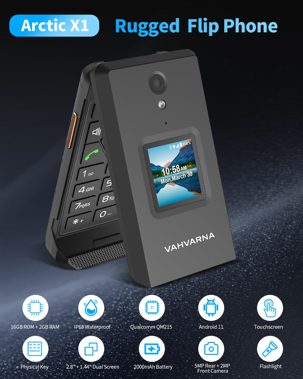 Unlocked 4G LTE Rugged Flip Phone K826