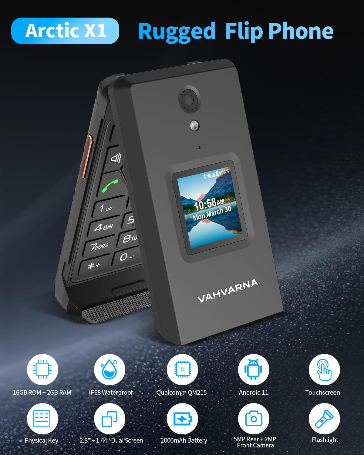 Unlocked 4G LTE Rugged Flip Phone K826