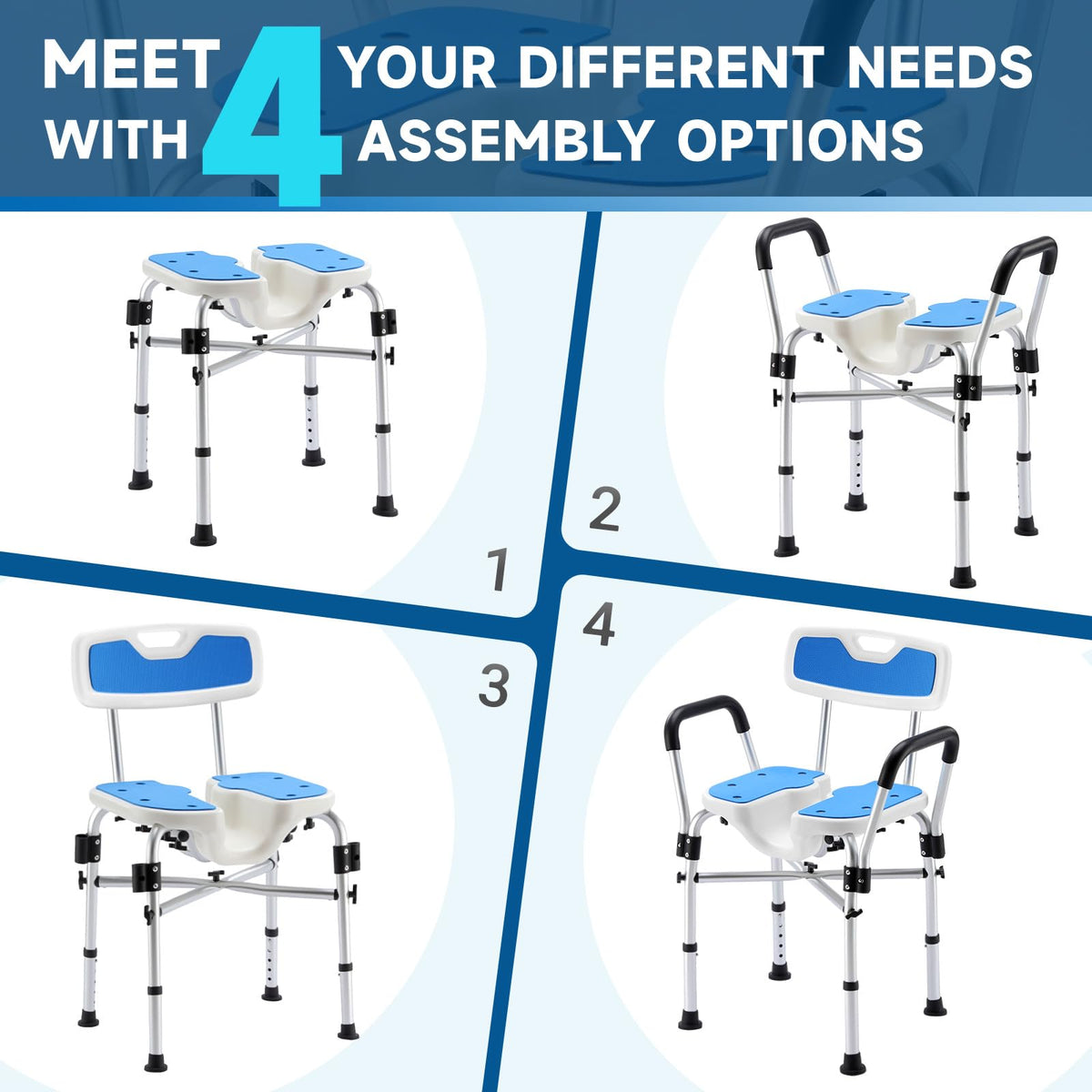 U-Shaped Shower Chair with Arms & Back J759521