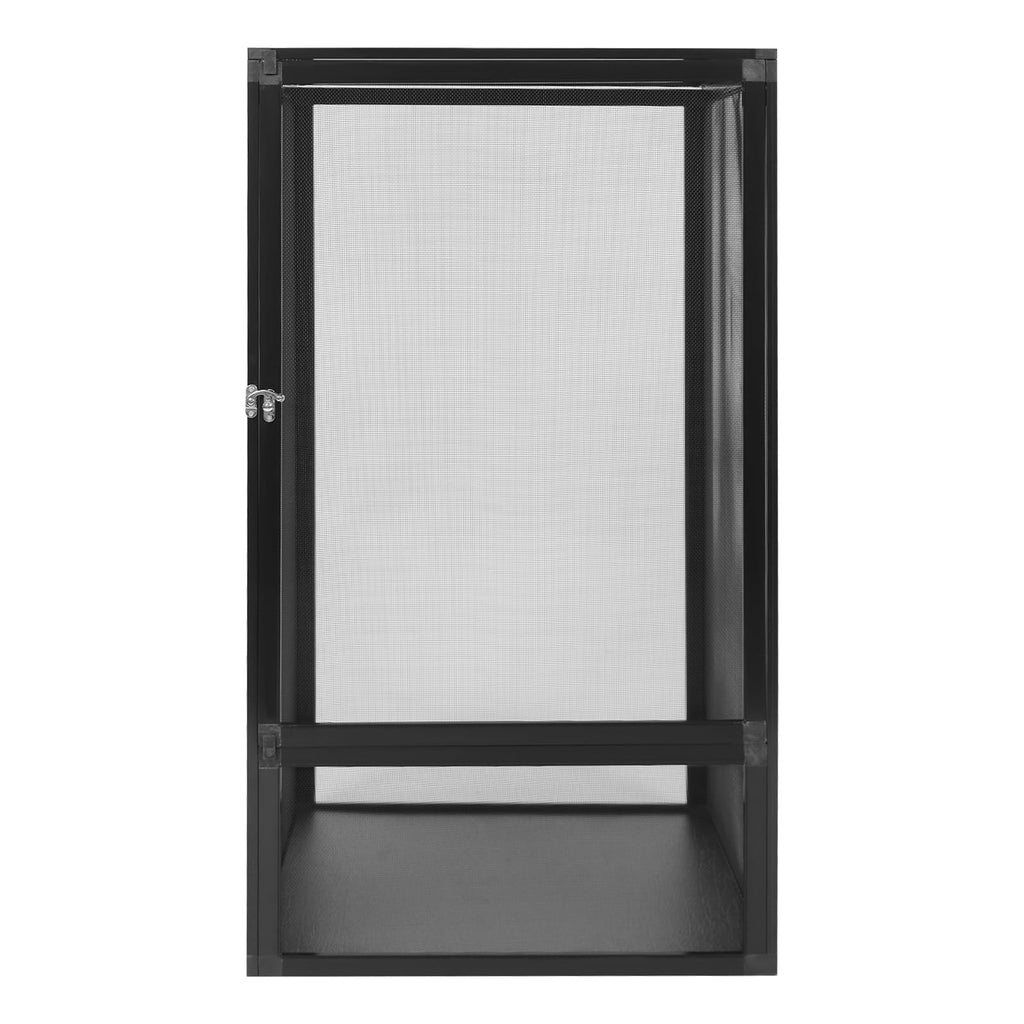Black Large Aluminum Screen Reptile Terrarium Cage with Locking Latch R506896