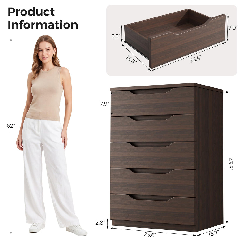 Brown 5 Drawer Dresser A4035